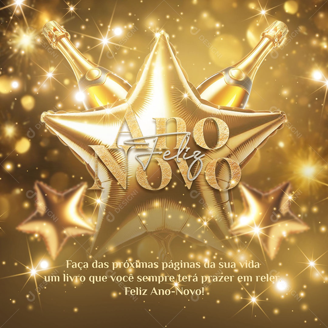 Feliz Ano Novo Faça das Próximas Páginas da sua Vida um Livro que Você Sempre Terá Prazer em Reler Social Media PSD Editável