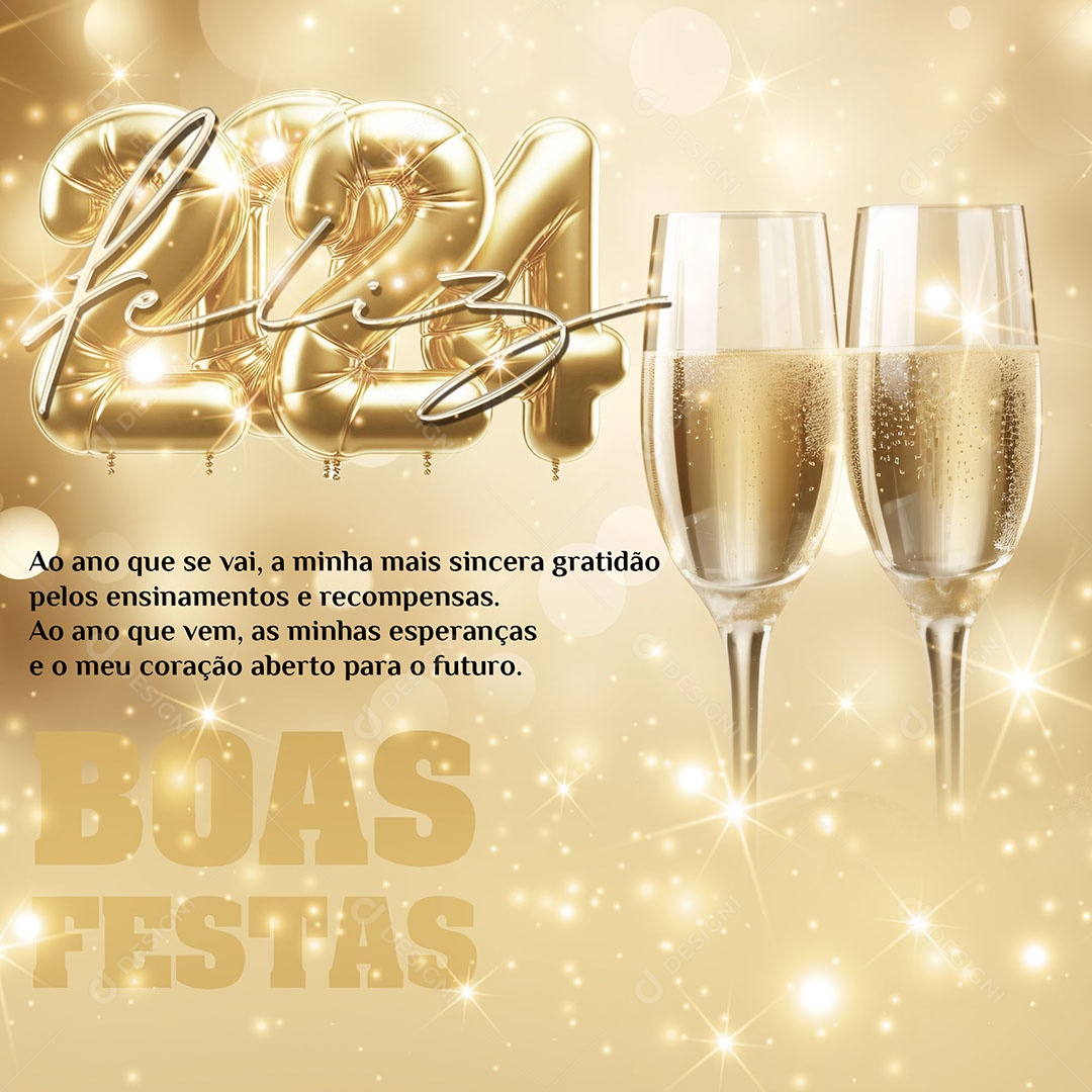 Feliz 2024 ao Ano que se Vai a Minha mais Sincera Gratidão pelos Ensinamentos e Recompensas Social Media PSD Editável
