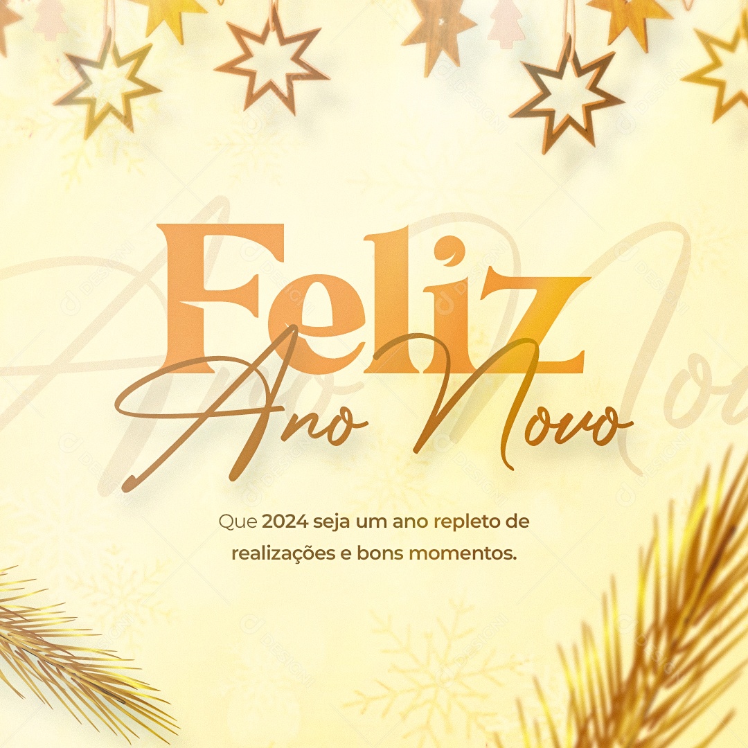 Feliz Ano Novo Que 2024 Seja um Ano Repleto de Realizações e Bons Momentos Social Media PSD Editável