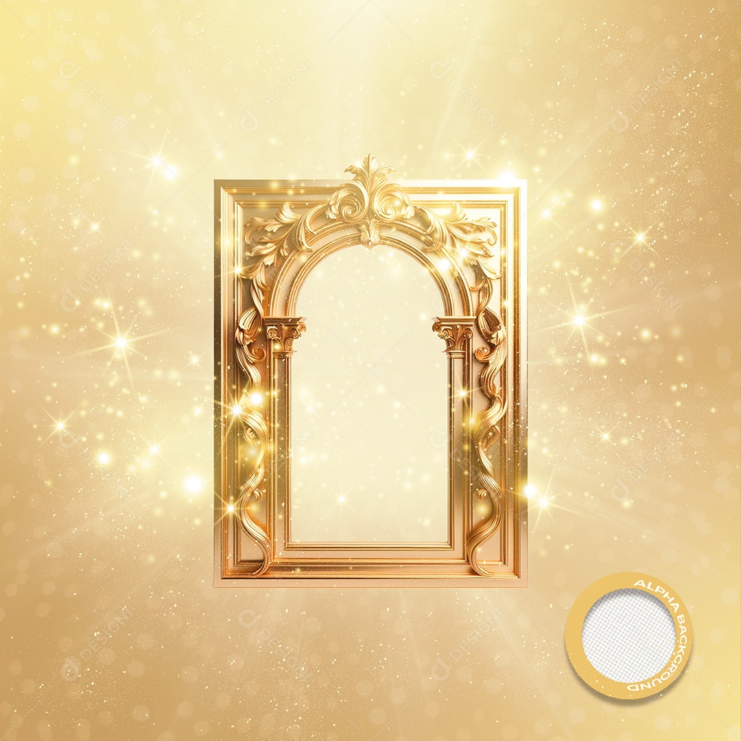 Golden Portal 3D Element For PSD Composition