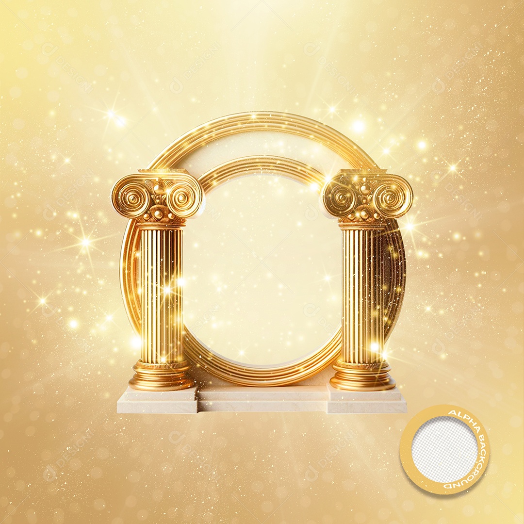 Elemento 3D Dourado Ano Novo Para Composição PSD