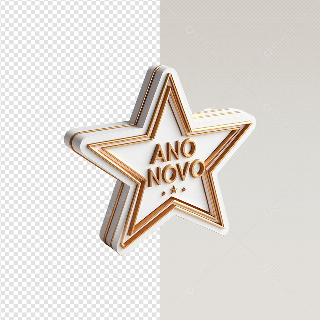 Elemento 3D Estrela Branca Ano Novo Para Composição PSD