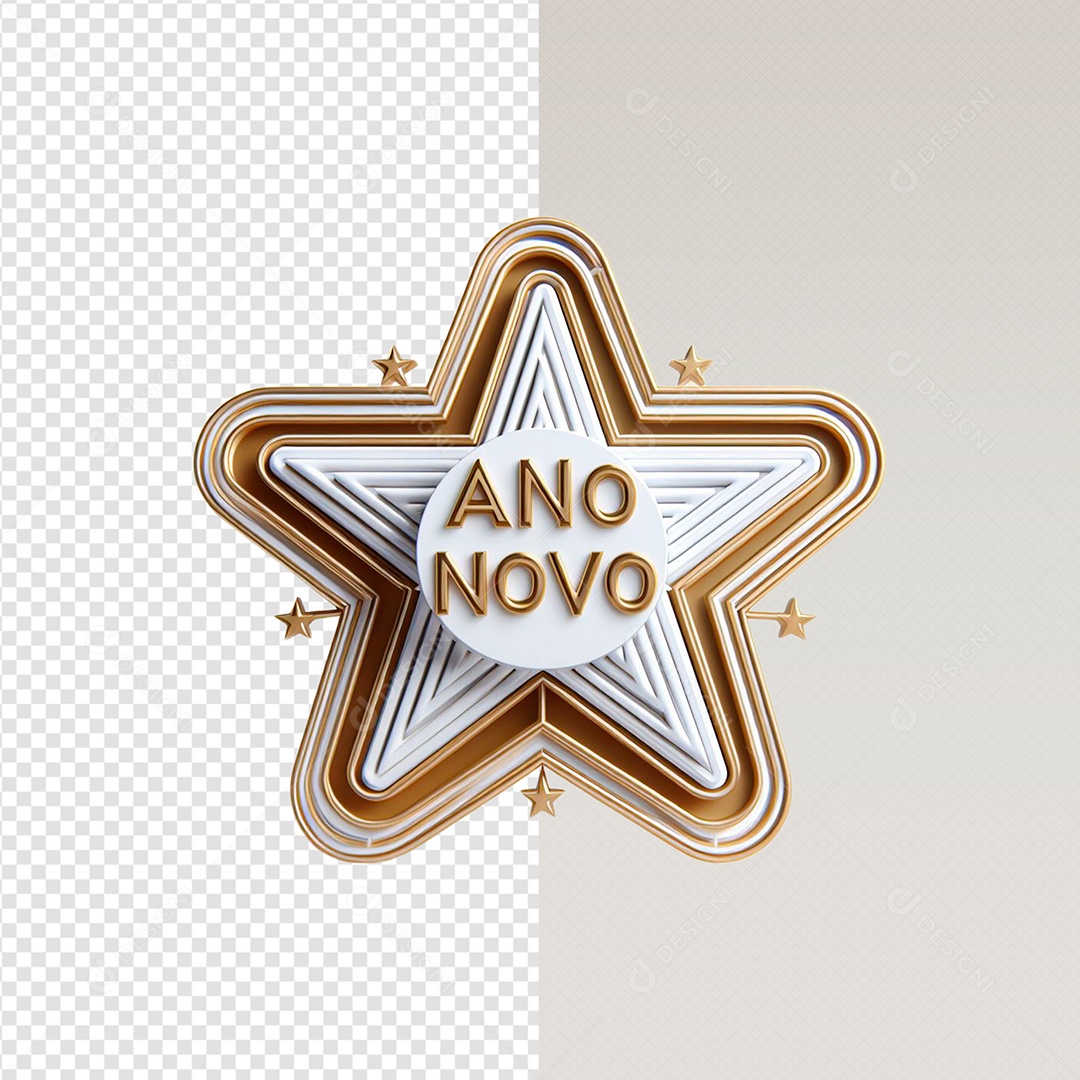 Elemento 3D Estrela Ano Novo Para Composição PSD
