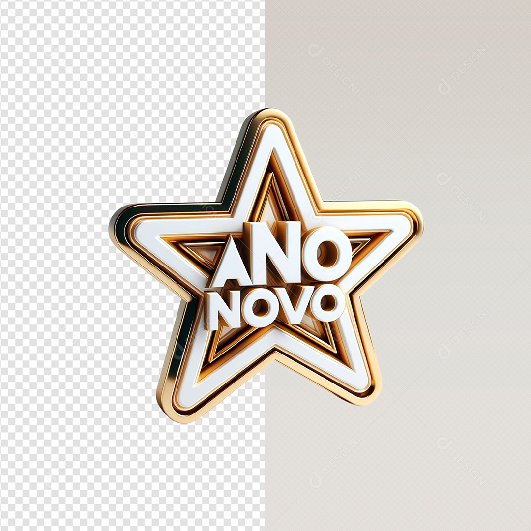 Estrela Branca Ano Novo Elemento 3D Para Composição PSD