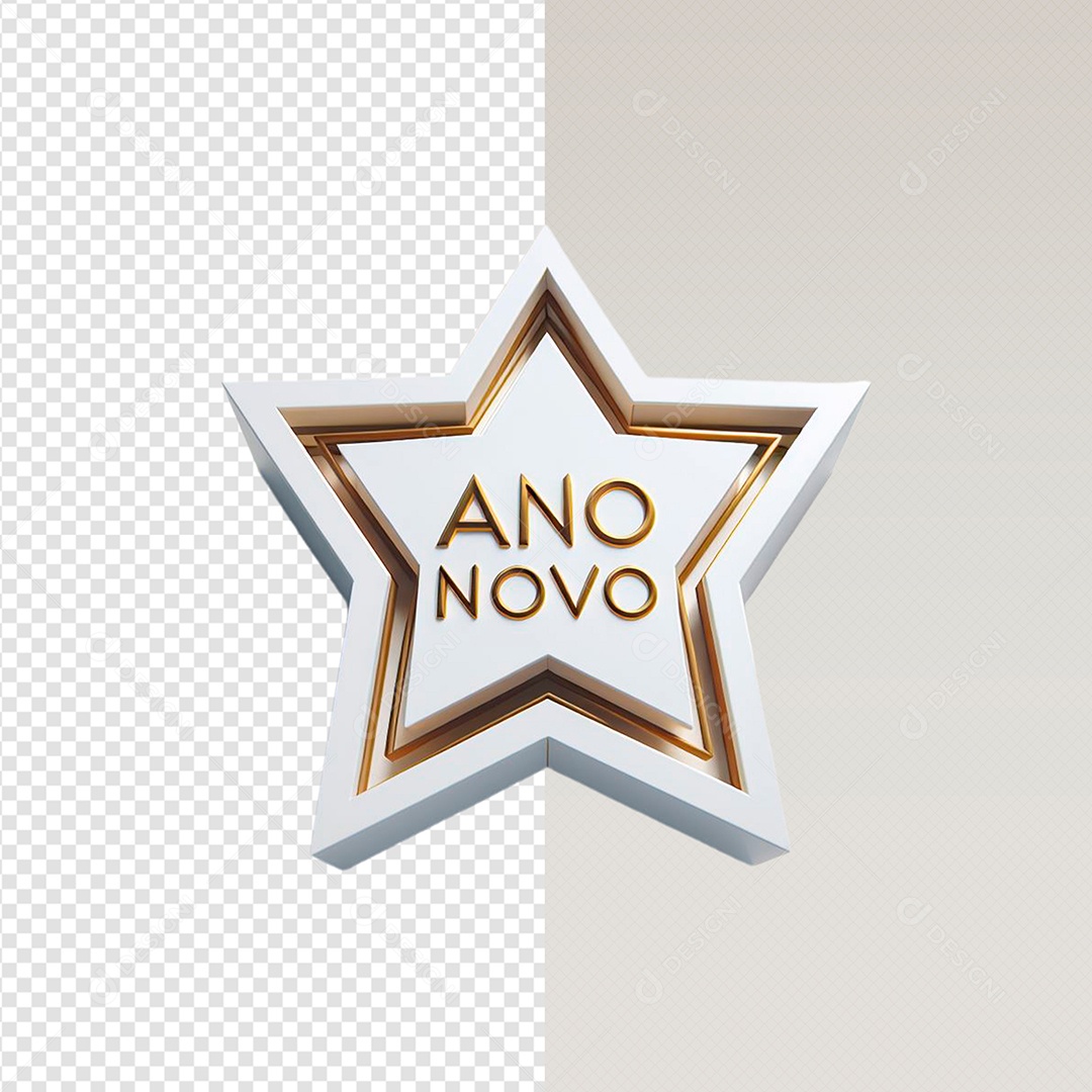 Elemento 3D Estrela Branca Ano Novo Para Composição PSD