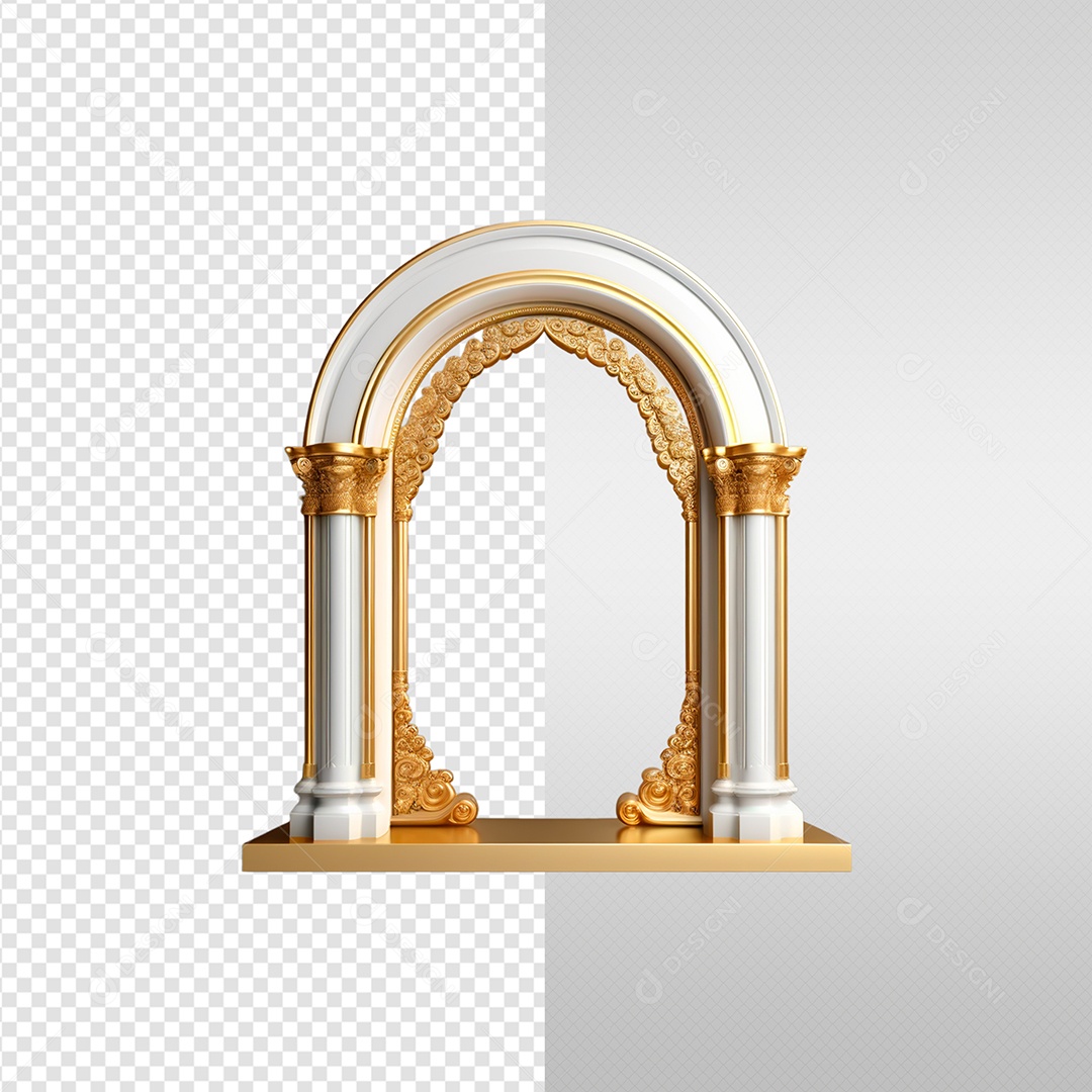 White and Gold New Year Portal 3D Element For PSD Composition