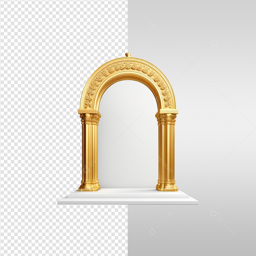 Elemento 3D Portal Dourado Ano Novo Para Composição PSD