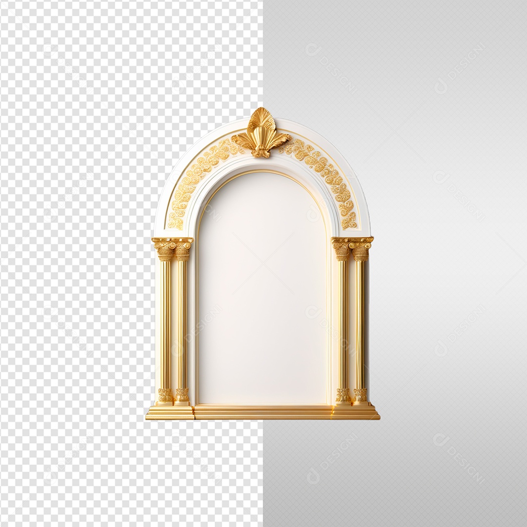 Elemento 3D Portal Dourado Ano Novo Para Composição PSD