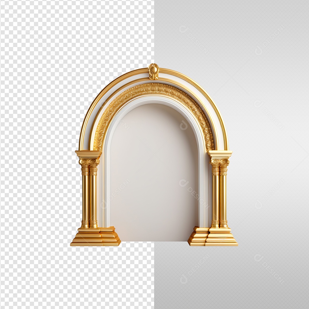 Elemento 3D Portal Dourado Ano Novo Para Composição PSD