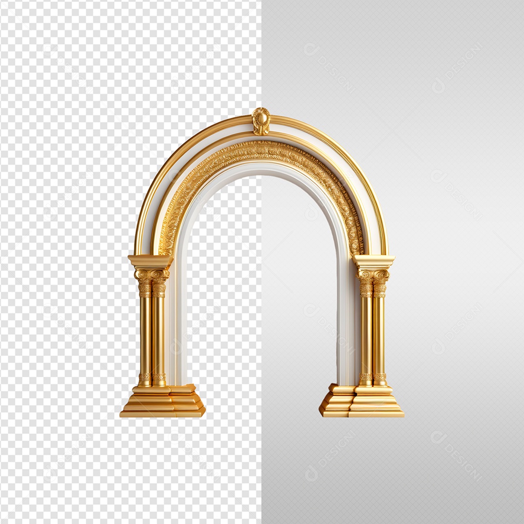 Elemento 3D Portal Dourado Ano Novo Para Composição PSD