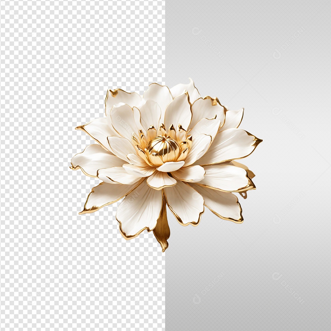 Elemento 3D Flor Branca Ano Novo Para Composição PSD