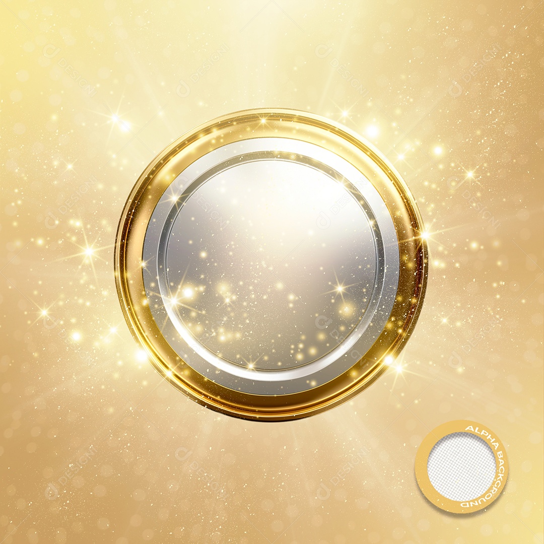 Elemento 3D Moldura Redonda De Ano Novo Para Composição PSD