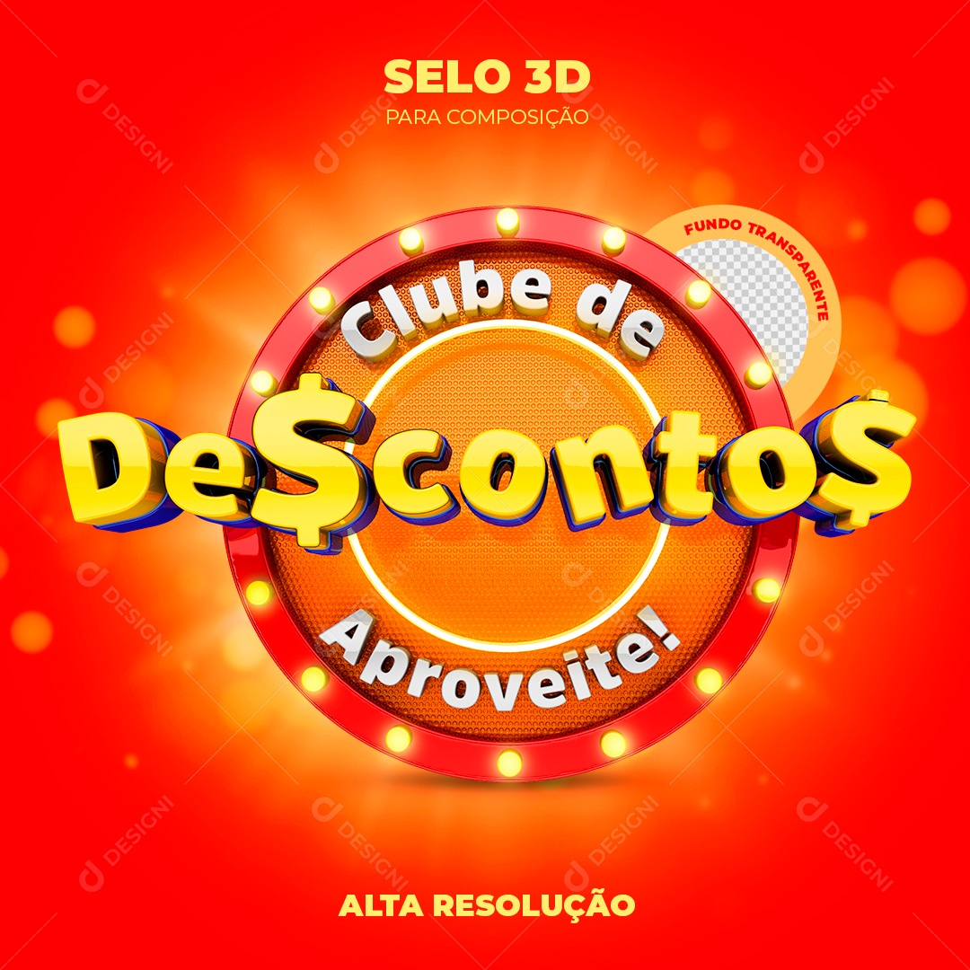 Clube de Descontos Aproveite Selo 3D PSD