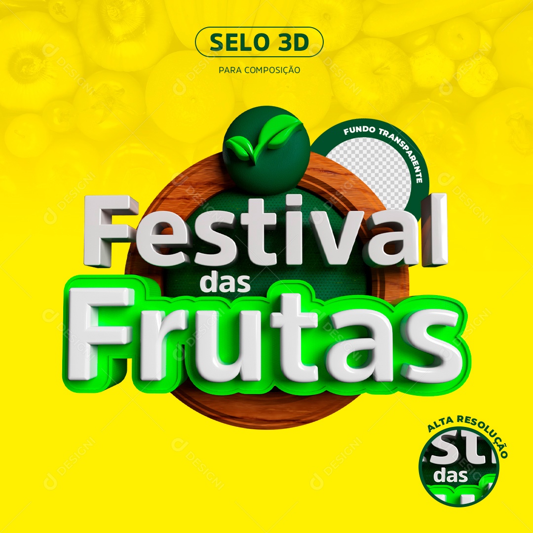 Selo 3D Festival de Frutas PSD