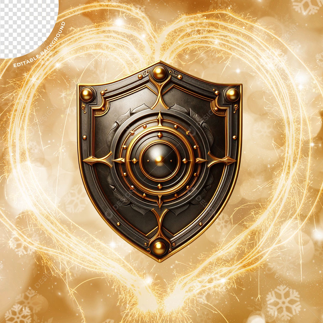Escudo Decoração de Ano Novo Elemento 3D para Composição PSD