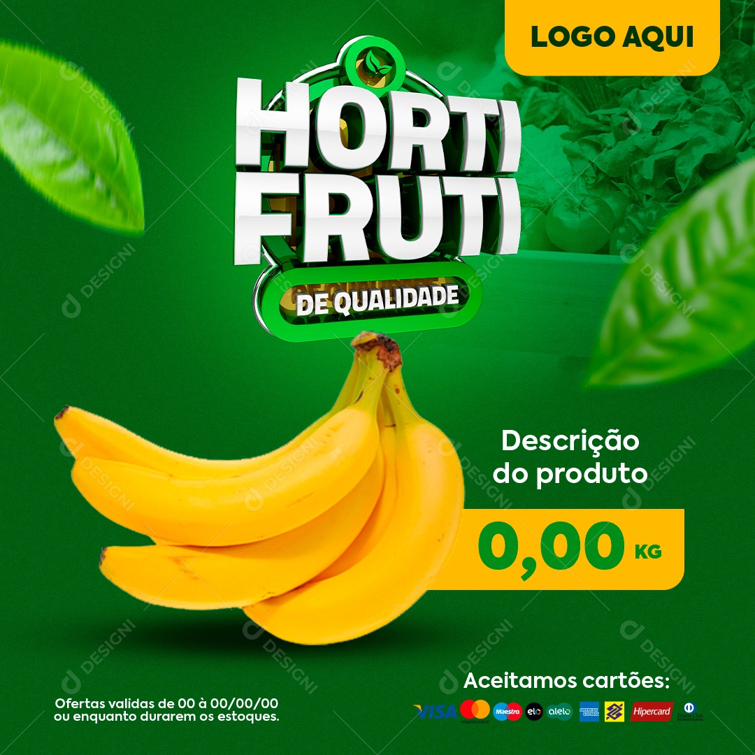 Social Media Hortifruti de Qualidade Destaque Banana PSD Editável