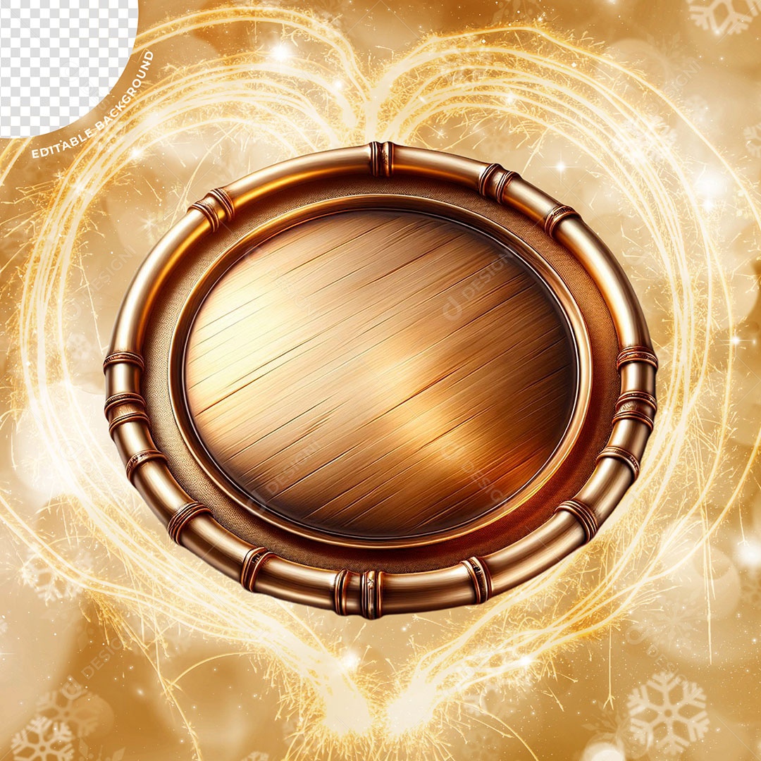 Placa Dourada de Ano Novo Elemento 3D para Composição PSD
