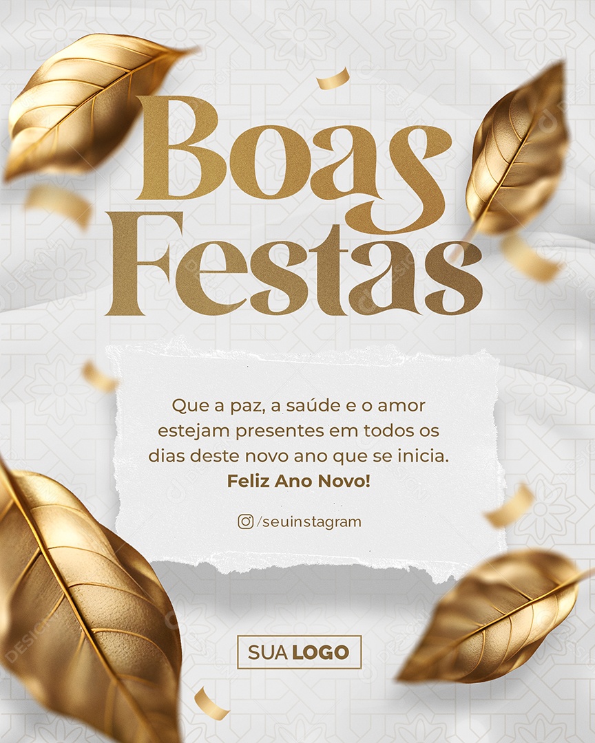 Boas Festas Que a Paz a Saúde e o Amor Estejam Presentes em Todos os Dias Social Media PSD Editável