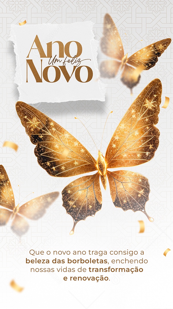 Story Um Feliz Ano Novo Que o Novo Ano Traga Consigo a Beleza das Borboletas Social Media PSD Editável