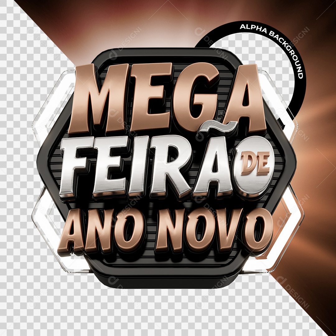 Mega Feirão De Ano Novo Selo 3D para Composição PSD