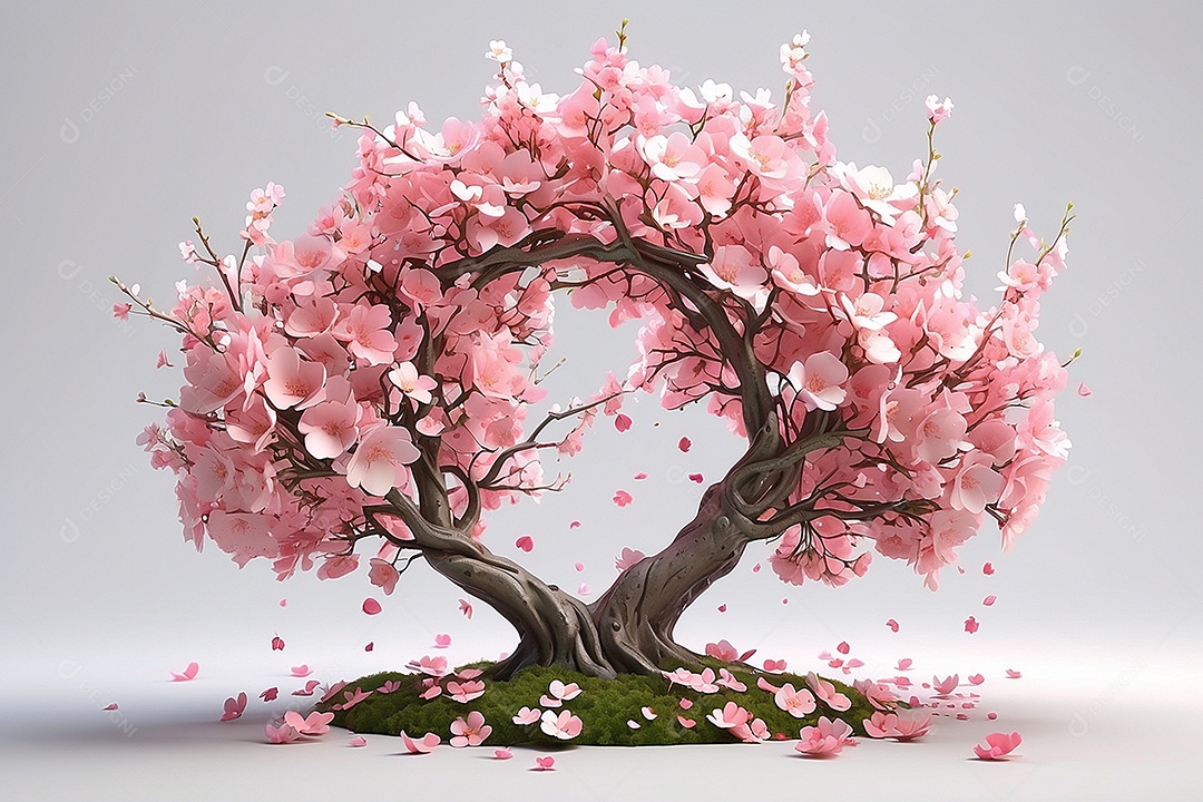 Flor de cerejeira em alto detalhe isolada em fundo branco