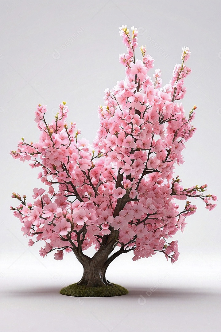 Flor de cerejeira em alto detalhe isolada em fundo branco