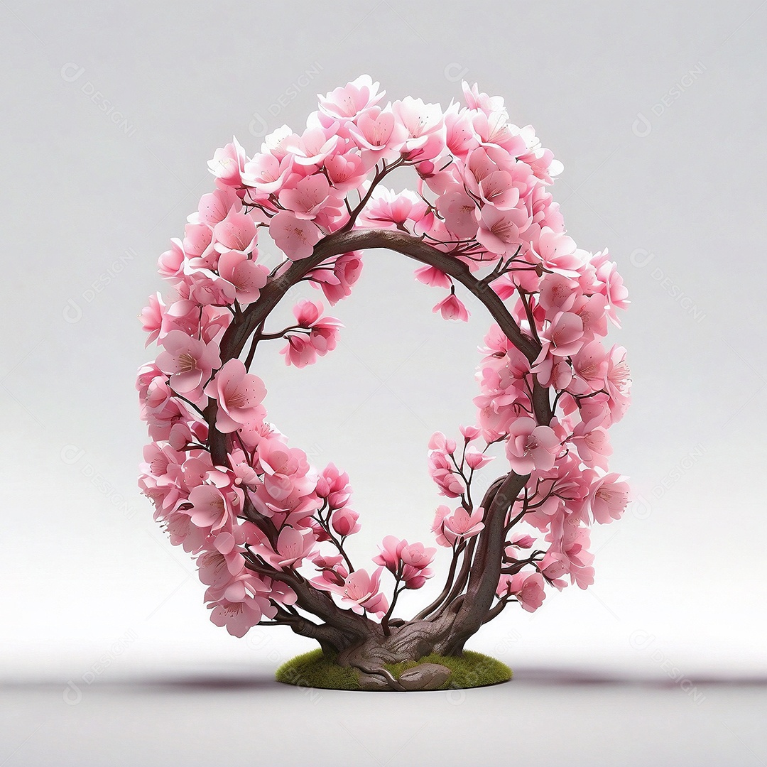 Flor de cerejeira em alto detalhe isolada em fundo branco