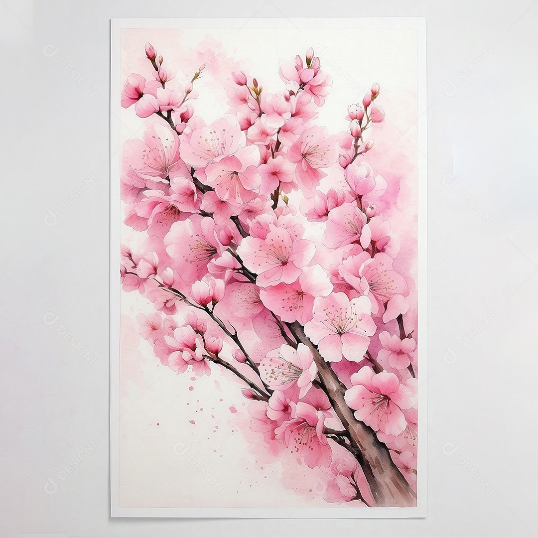 Flor de cerejeira em alto detalhe isolada em fundo branco