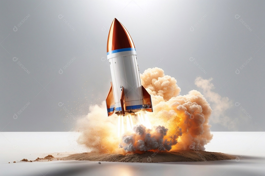 Renderização de alto detalhe de uma nave espacial foguete