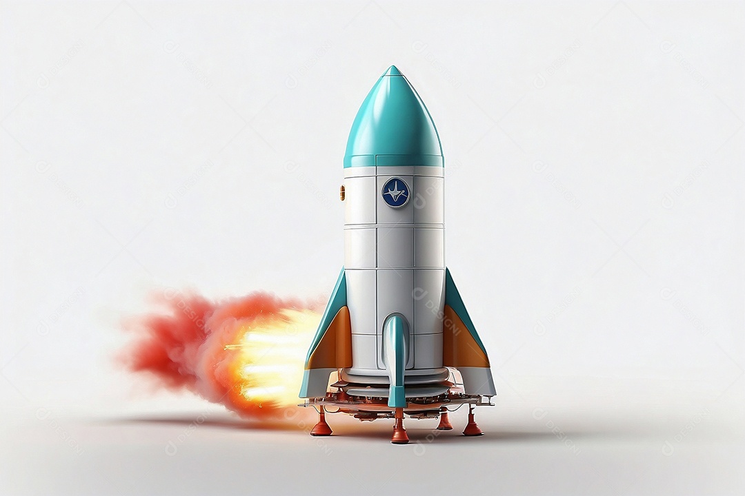 Renderização de alto detalhe de uma nave espacial foguete