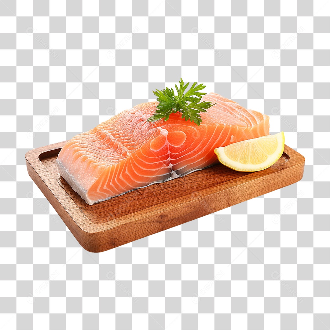 Tábua de Salmão Cortes Peixes Sushi PNG Transparente