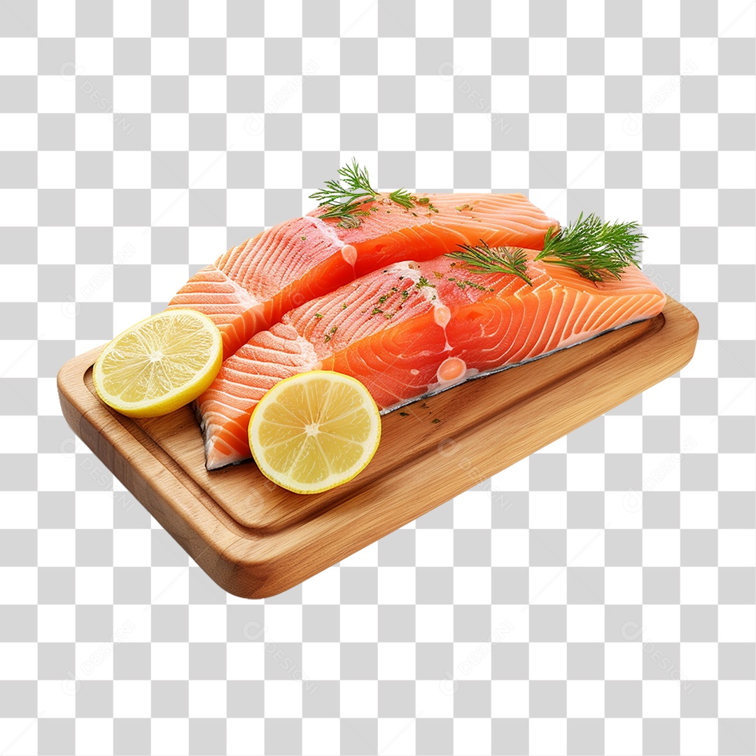 Tábua de Salmão Cortes Peixes Sushi PNG Transparente