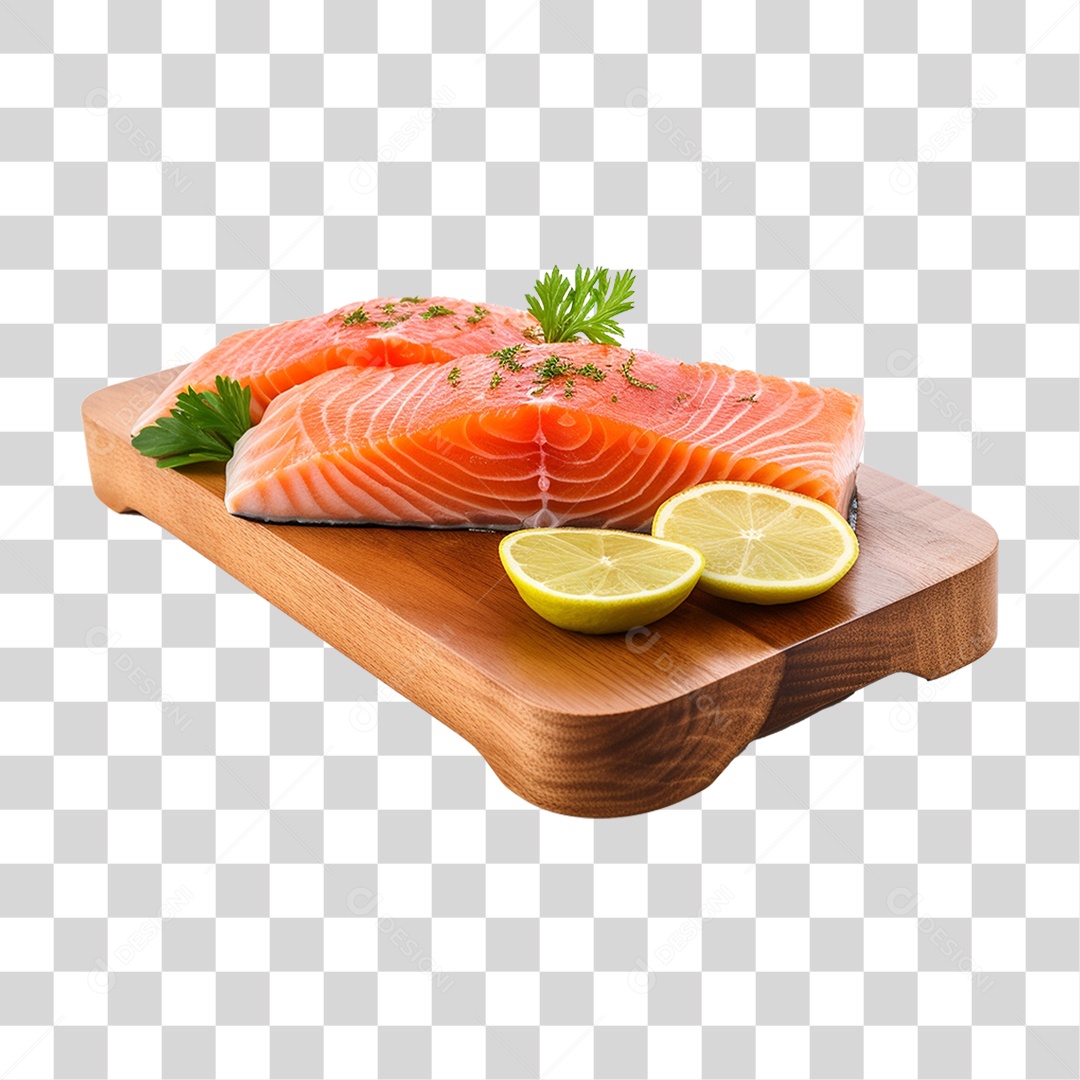 Tábua de Salmão Cortes Peixes Sushi PNG Transparente