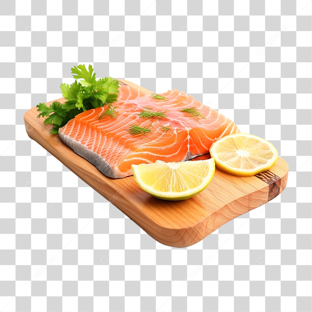 Tábua de Salmão Cortes Peixes Sushi PNG Transparente