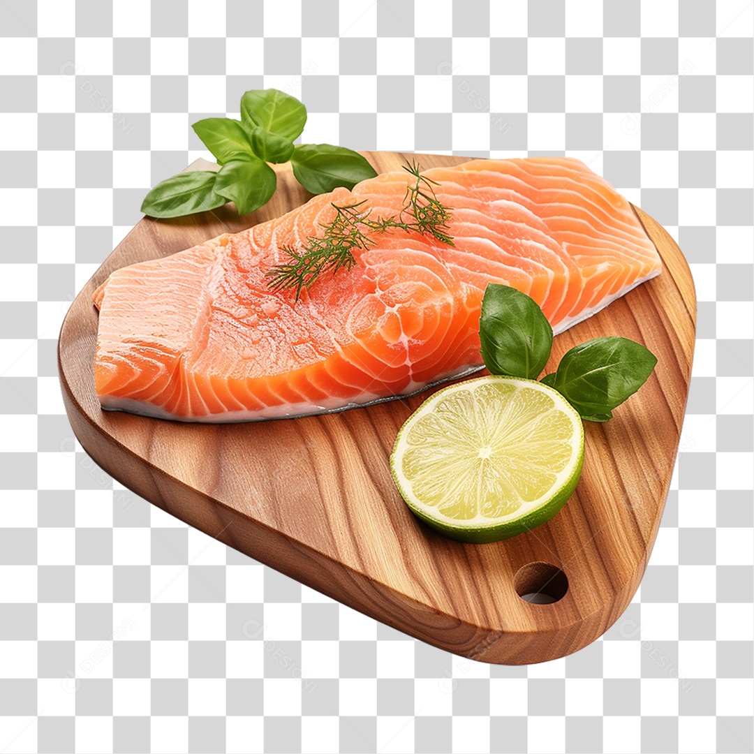 Tábua de Salmão Cortes Peixes Sushi PNG Transparente