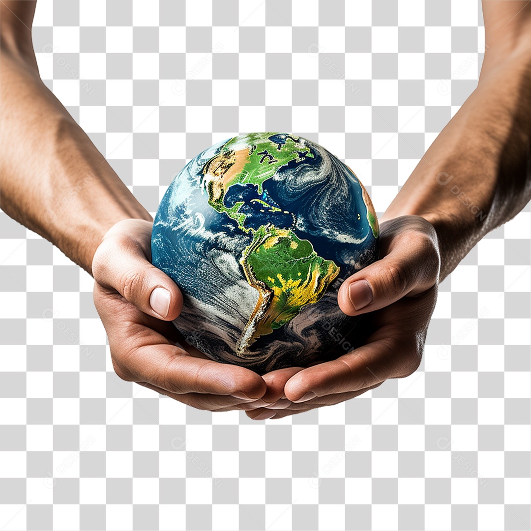 Mãos Segurando Planeta Mundo PNG Transparente