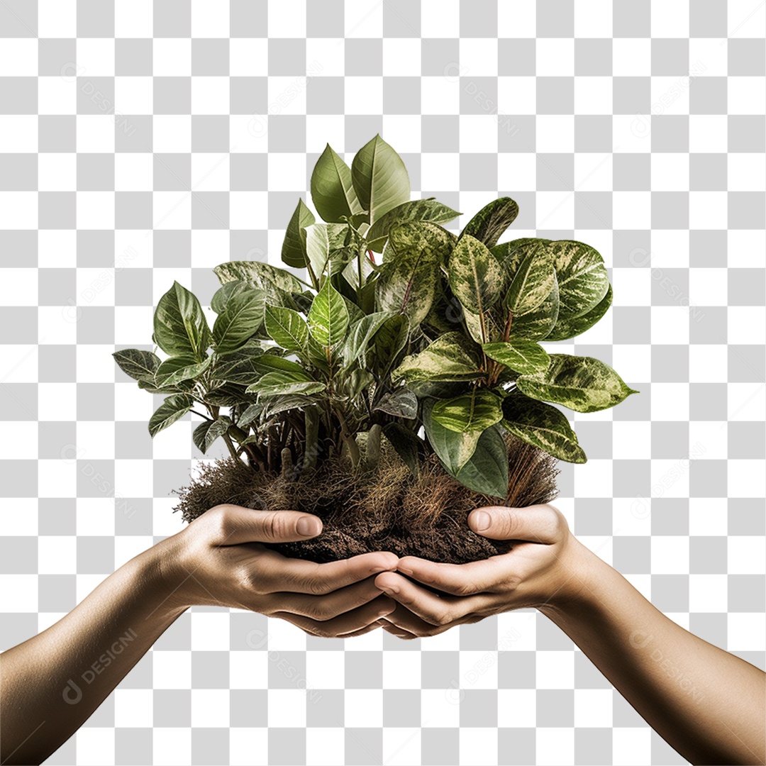 Mãos Segurando Muda de Planta PNG Transparente