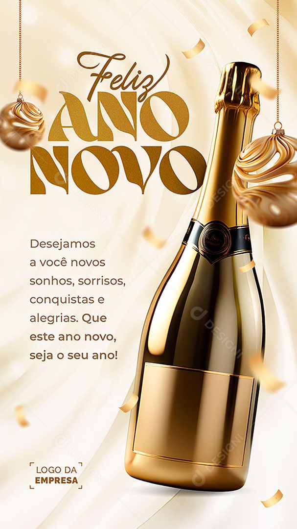 Story Feliz Ano Novo Desejamos a Você Novos Sonhos Sorrisos Conquistas e Alegrias Social Media PSD Editável