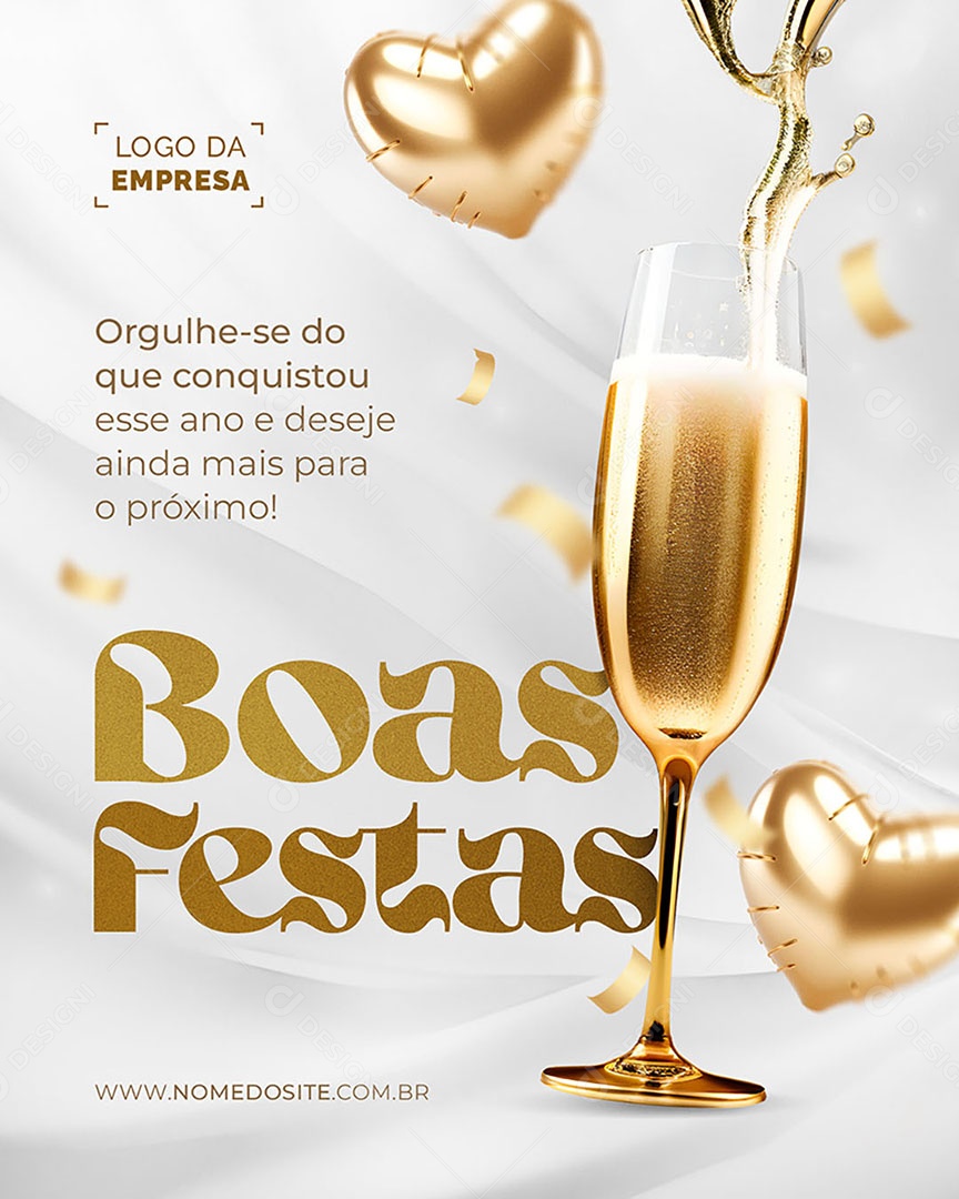 Boas Festas Orgulhe-se do que Conquistou esse Ano e Deseje Ainda mais para o Próximo Social Media PSD Editável