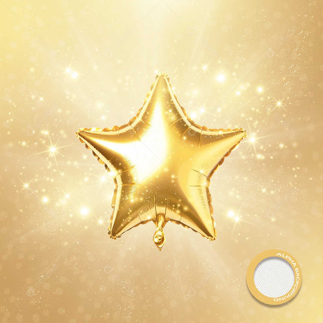 Elemento 3D Balão Estrela Ano Novo Para Composição PSD
