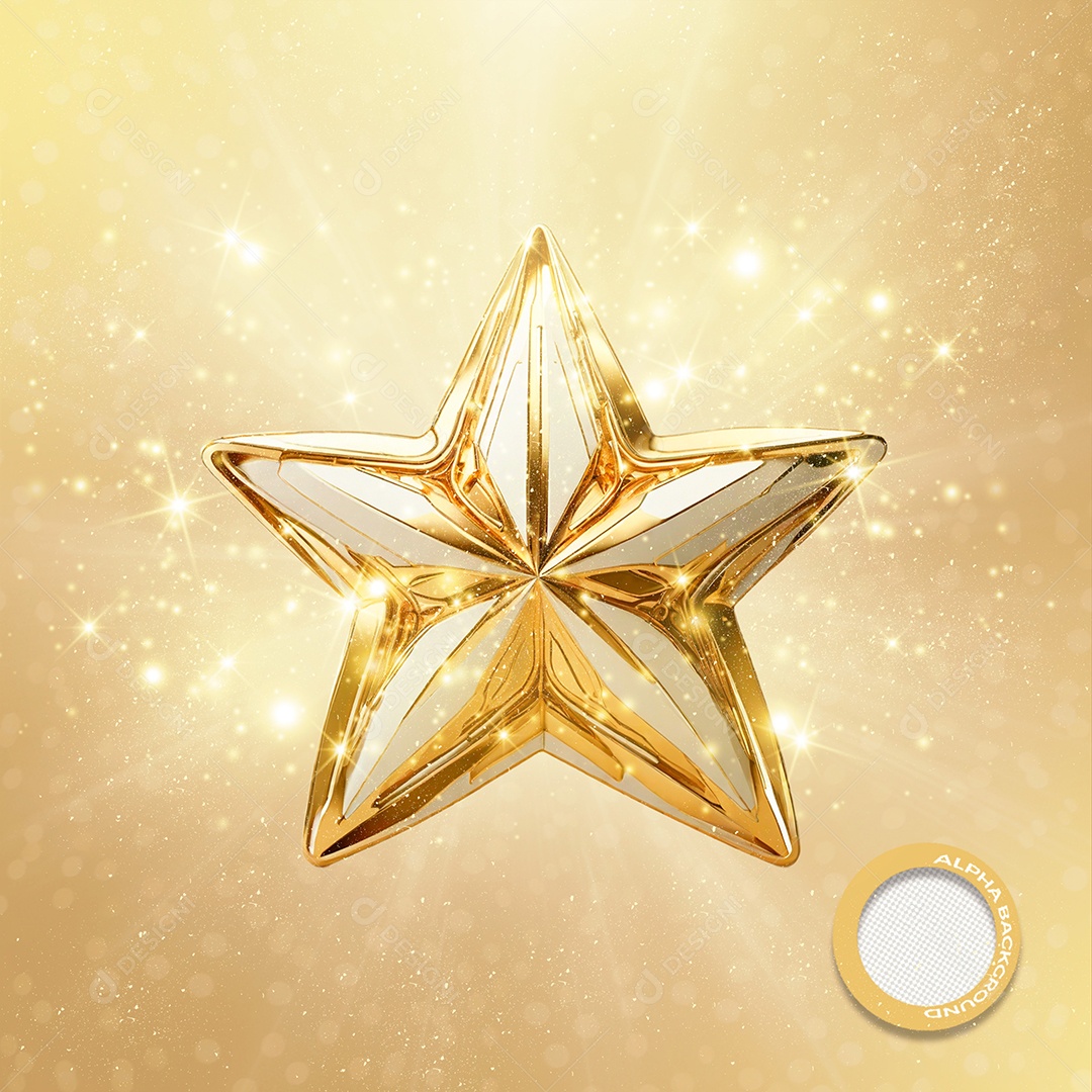 Estrela Ano Novo Elemento 3D Para Composição PSD