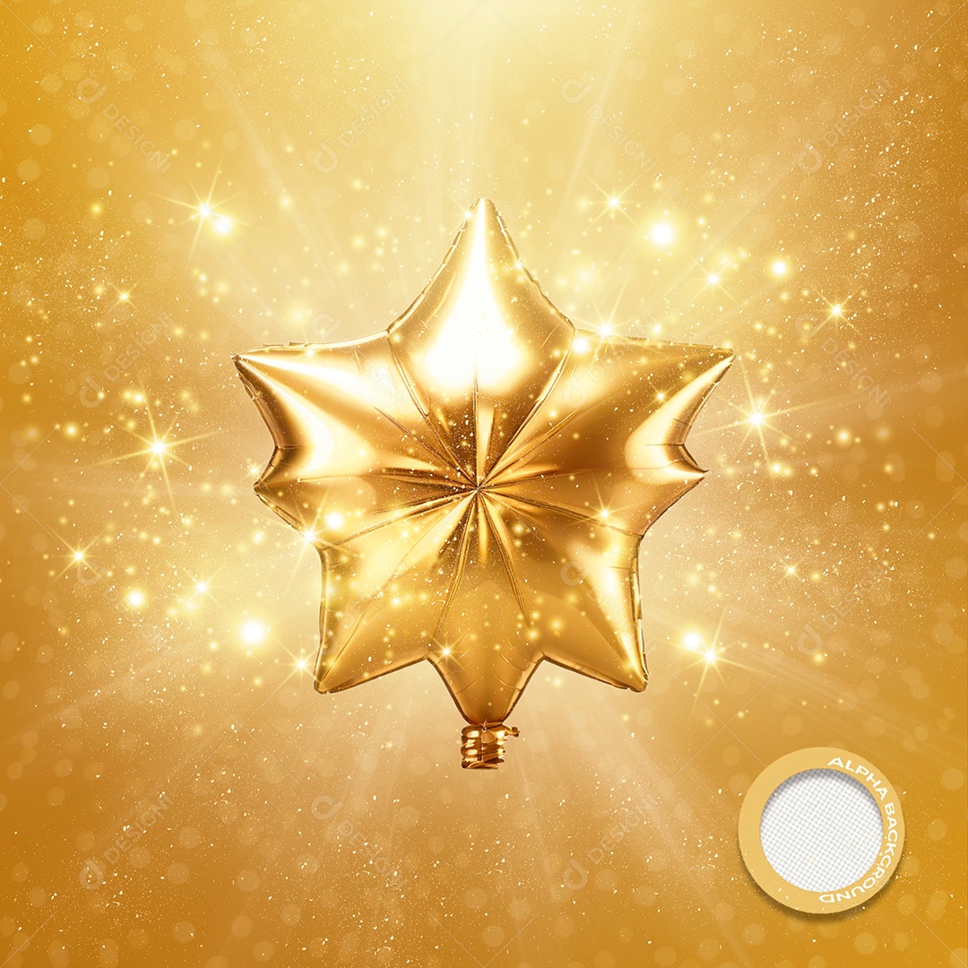Elemento 3D Estrela Ano Novo Para Composição PSD