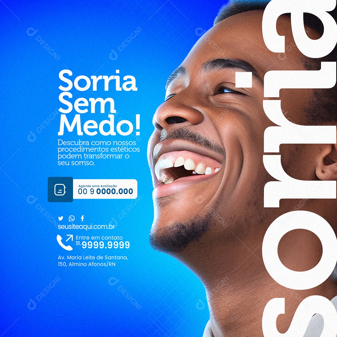 Clínica Odontológica Sorria Sem Medo Descubra como nossos Procedimentos Estéticos podem Transformar Social Media PSD Editável
