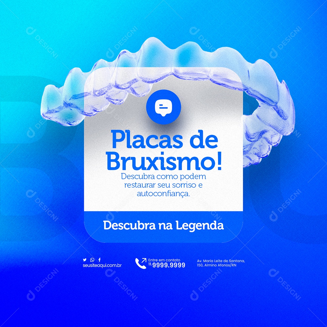 Clínica Odontológica Placas de Bruxismo Descubra como Podem Restaurar seu Sorriso Social Media PSD Editável