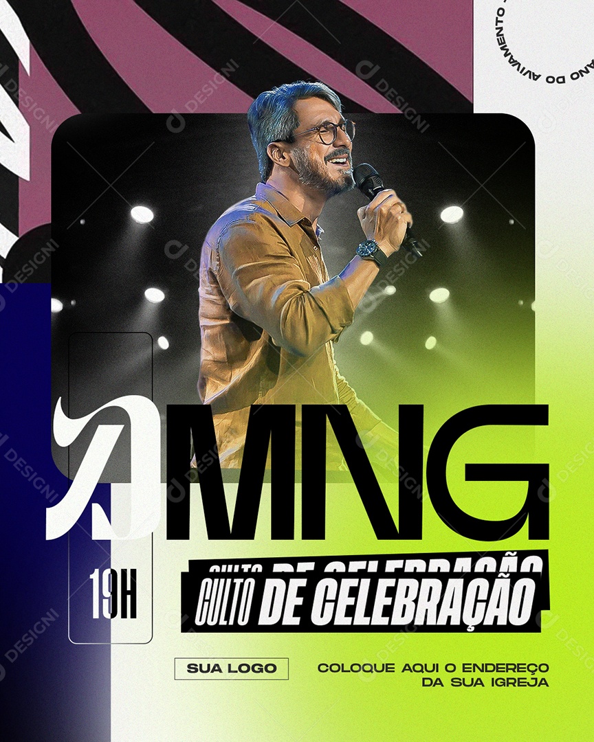 Social Media Flyer AMMG Culto De Celebração PSD Editável