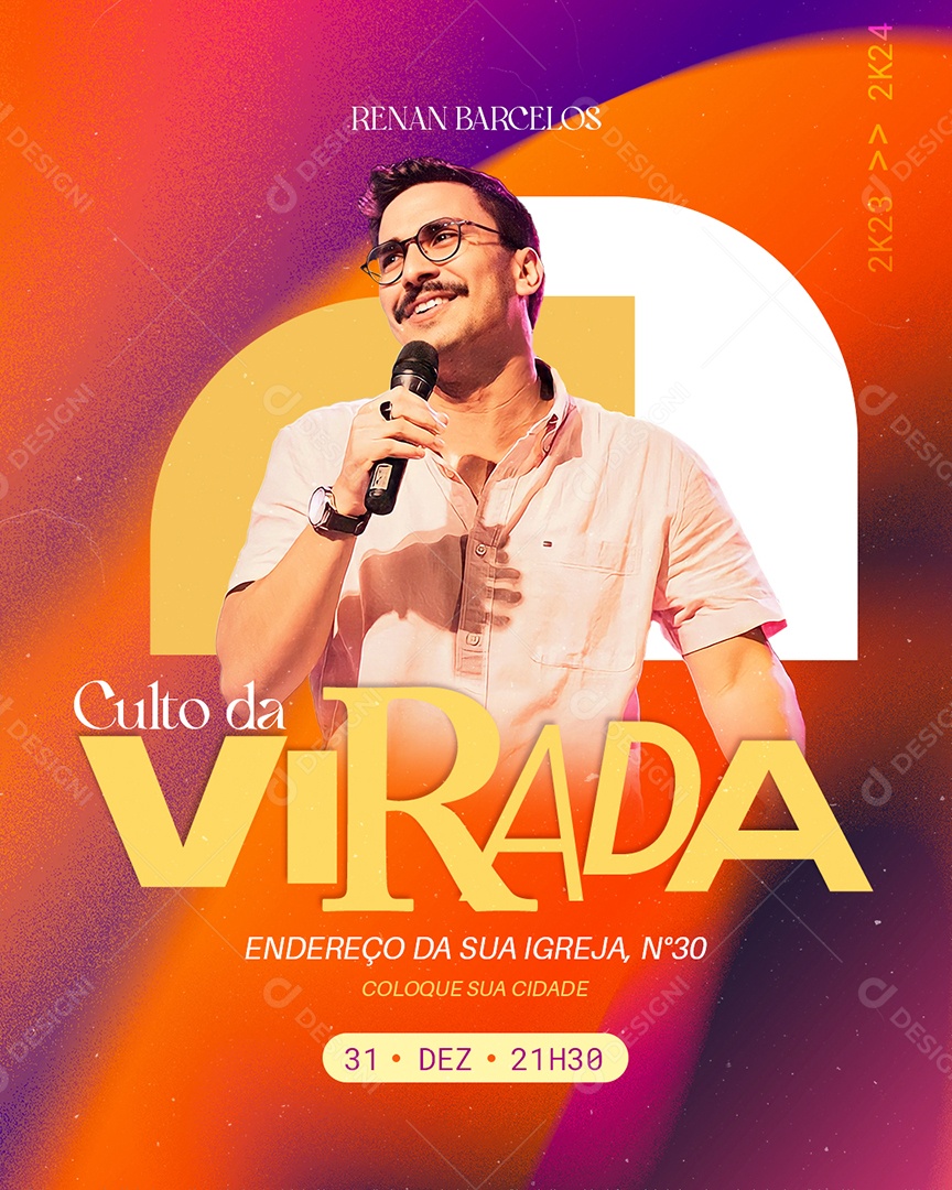 Social Media Flyer Culto Da Virada Renan Barcelos PSD Editável