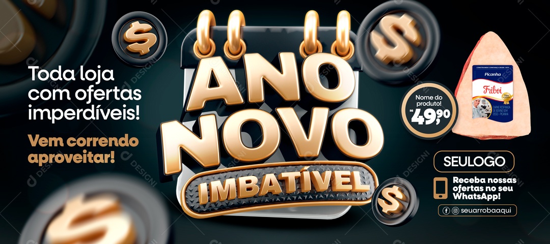 Loja Com Ofertas Ano Novo Imbatível Açougue Social Medla PSD Editável