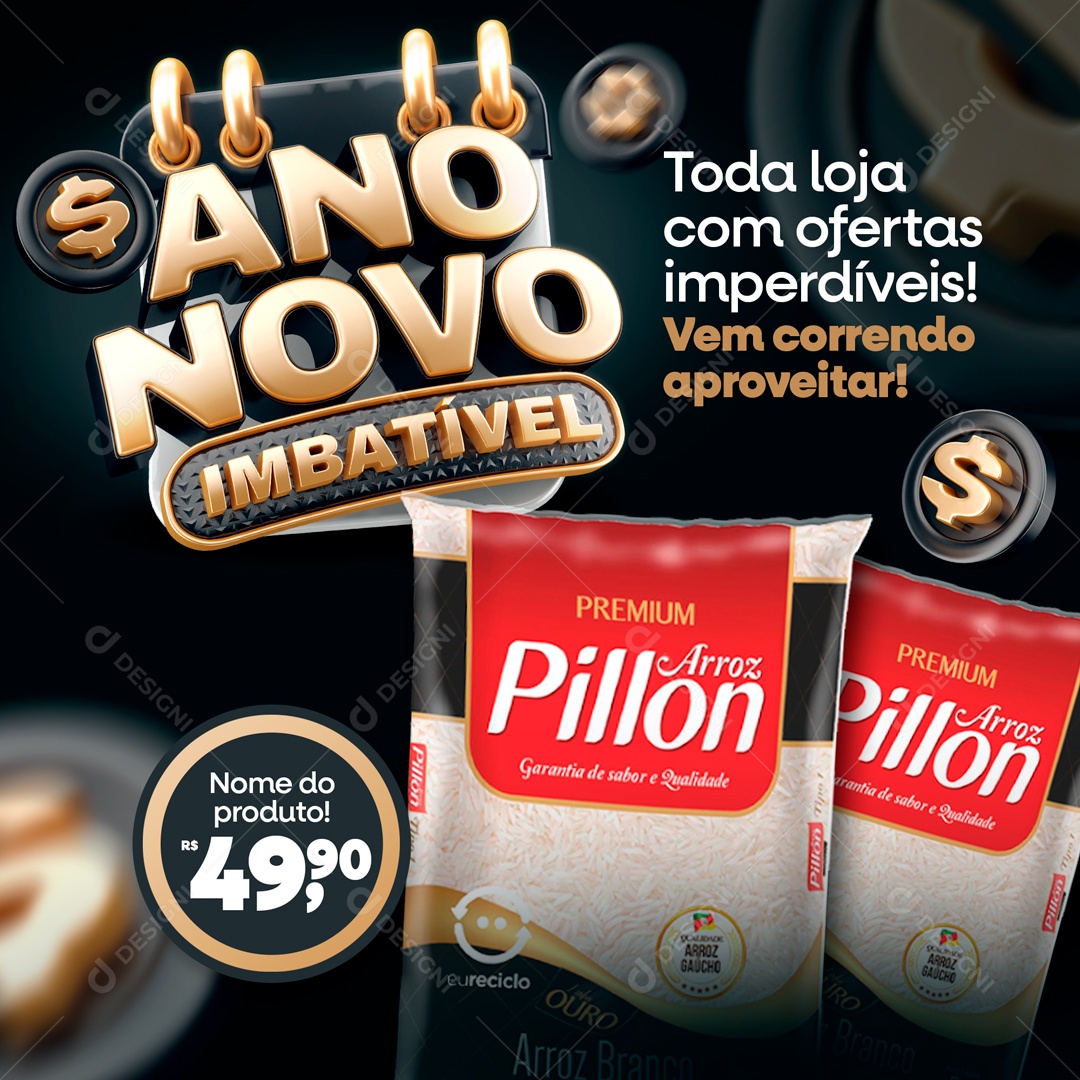 Social Media Feed Supermercado Ano Novo Imabatível Ofertas PSD Editável