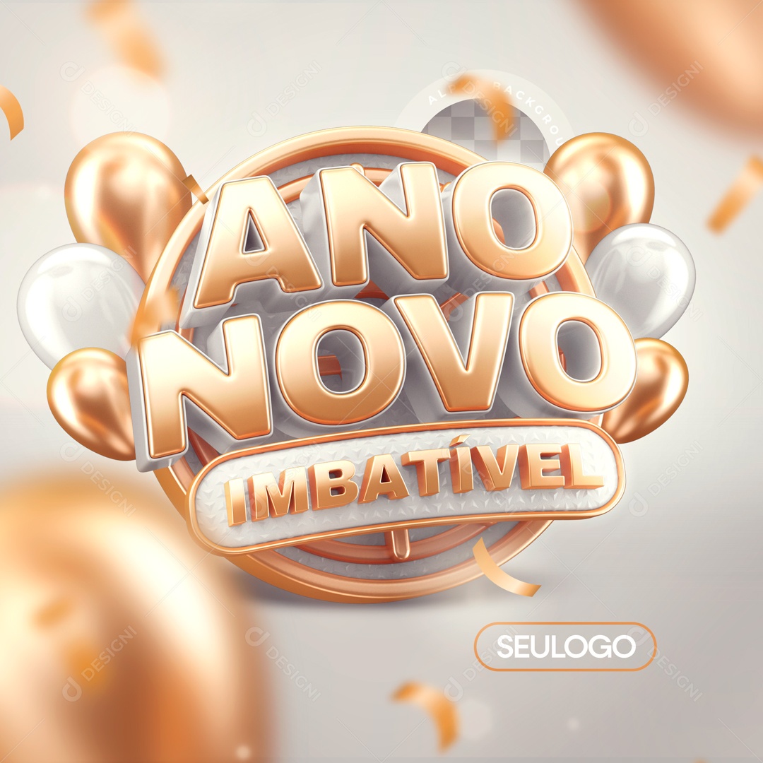 Selo 3D Ano Novo Imbatível Para Composição PSD