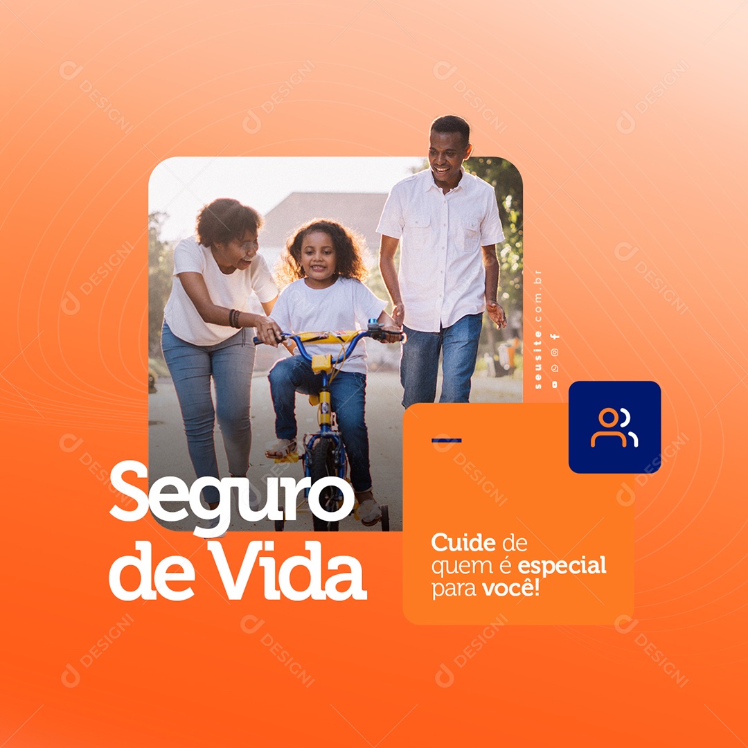 Banco Seguro de Vida Cuide de Quem é Especial para Você Social Media PSD Editável